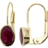 Ohrringe Ohrhänger 5,2x14,8mm Boutons Rubin rot oval 333 Gold Gelbgold