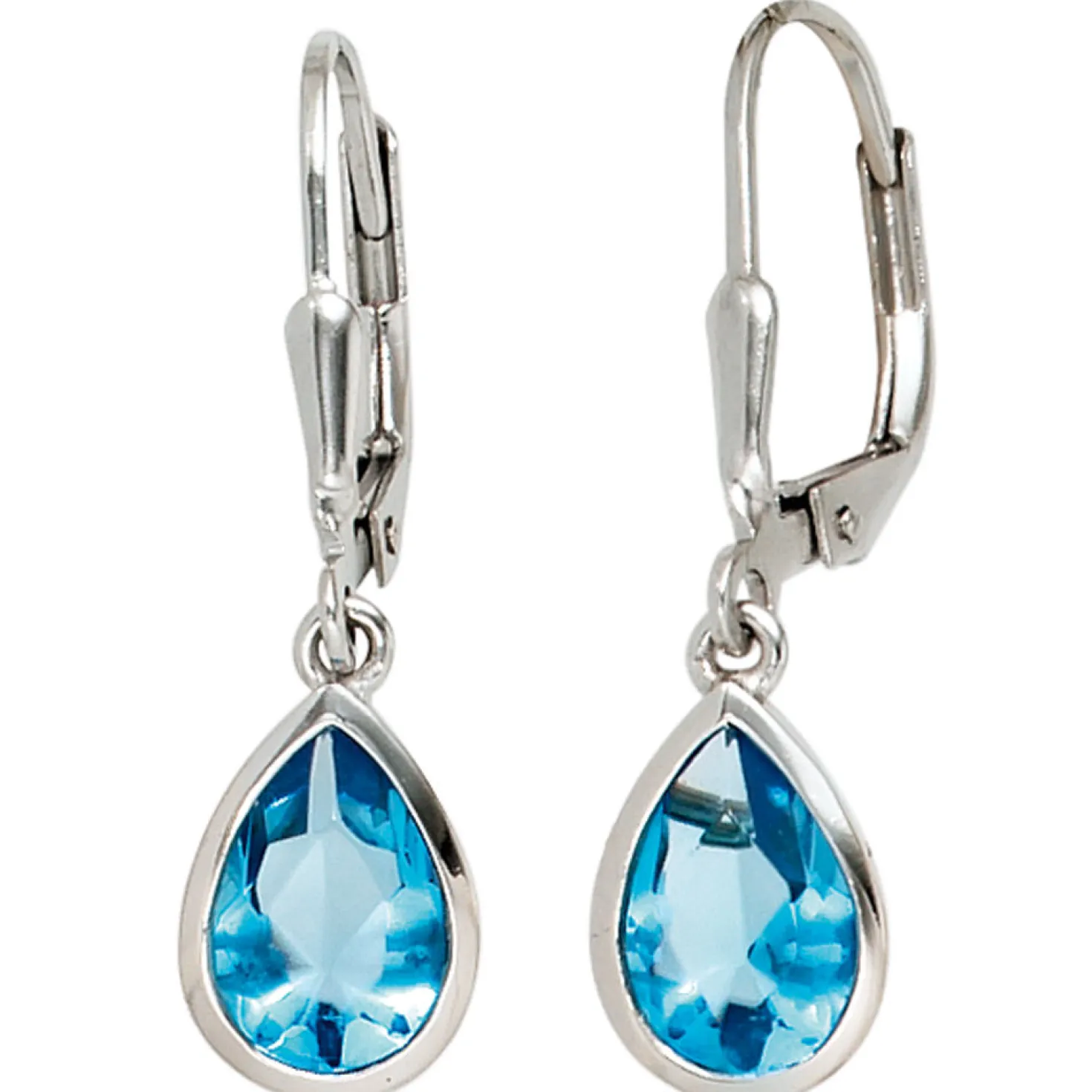 Ohrringe Ohrhänger 7,7x27,2mm Boutons 925 Silber Zirkonia hellblau tropfenförmig
