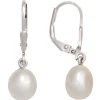 Ohrringe Ohrhänger 7,4x26,1mm Boutons Süßwasser Perlen 925 Silber glänzend Damen