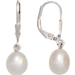 Ohrringe Ohrhänger 7,4x26,1mm Boutons Süßwasser Perlen 925 Silber glänzend Damen