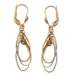 Ohrringe Ohrhänger 43x8mm mit Brisur jeweils 3 Ovale 375 Gold Gelbgold Rotgold