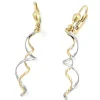 Ohrringe Ohrhänger 45x7mm mit Brisur Spiral bicolor 375 Gold Ohrschmuck Damen