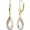 Ohrringe Ohrhänger 7,4x32,8mm mit Diamanten 0.06Ct & 585 Gelbgold Weißgold