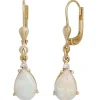 Ohrringe Ohrhänger 7,7x31mm mit Opal Tropfen & Diamant 0.02Ct 585 Gelbgold