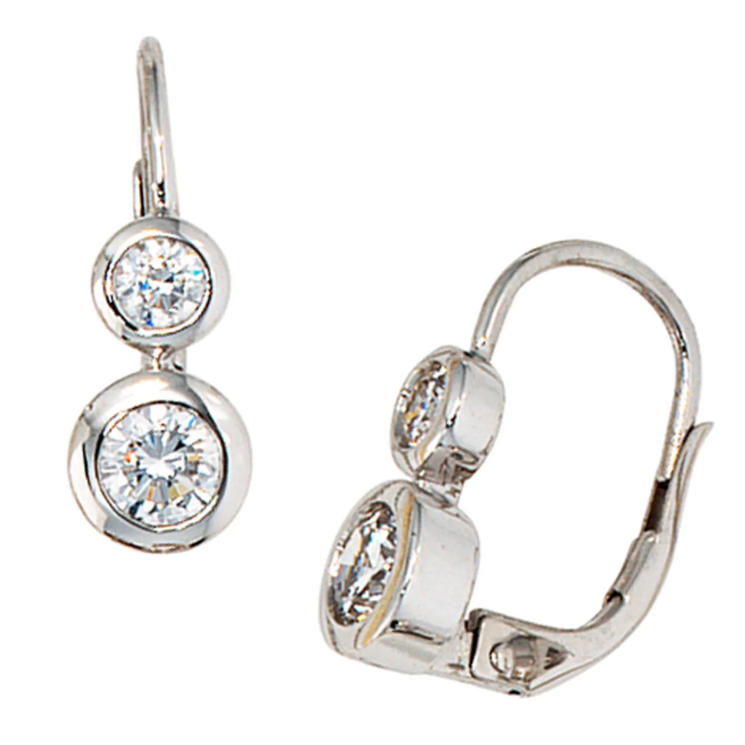 Ohrringe Ohrhänger 5,5x15,4mm mit Zirkonia 333 Gold Echt Weißgold Damen