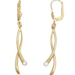 Ohrringe Ohrhänger 8x47,4mm mit Zirkonia weiß 375 Gold Gelbgold Ohrschmuck Damen