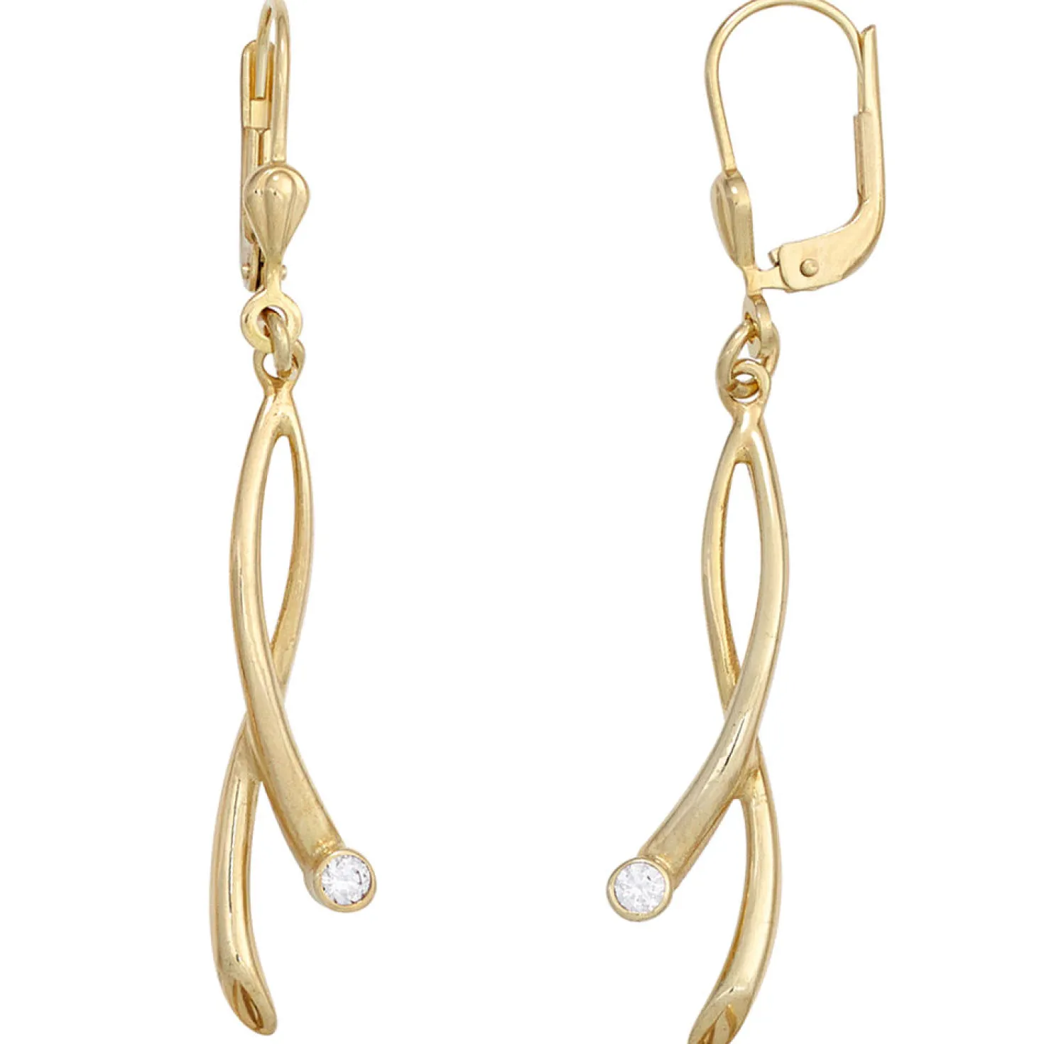 Ohrringe Ohrhänger 8x47,4mm mit Zirkonia weiß 375 Gold Gelbgold Ohrschmuck Damen