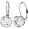 Ohrringe Ohrhänger 9,3x16,9mm Ohrschmuck Brisur mit 2 Zirkonia weiß 925 Silber