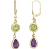 Ohrringe Ohrhänger 7,8x41,6mm Peridot grün & Amethyst Tropfen violett 585 Gold