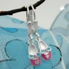 Ohrringe Ohrhänger 24x5mm Schuhe Pantoffeln aus 925 Silber rosa-hellblau