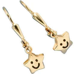 Ohrringe Ohrhänger 6,3x21,4mm Sterne mit Gesicht 333 Gold Gelbgold Kinder