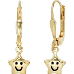 Ohrringe Ohrhänger 6,3x21,4mm Sterne mit Gesicht 333 Gold Gelbgold Kinder