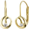 Ohrringe Ohrhänger 12,8x6,7mm 2 Zirkonia weiß 333 Gold Gelbgold teilrhodiniert