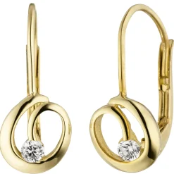 Ohrringe Ohrhänger 12,8x6,7mm 2 Zirkonia weiß 333 Gold Gelbgold teilrhodiniert