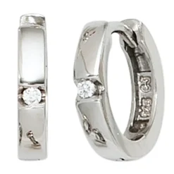 Ohrringe Ohrschmuck Creolen 12,2mm 925 Silber rhodiniert Zirkonia weiß