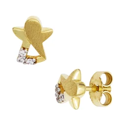 Ohrringe Ohrstecker Engel 333 Gold Gelbgold teilmatt Zirkonia Kinder