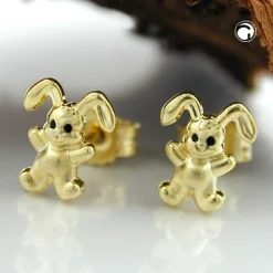 Ohrringe Ohrstecker Hase klein & fein 9Kt 375 Gelbgold Ohrschmuck Kinder