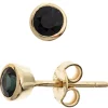 Ohrringe Ohrstecker Stecker mit Safir blau 333 Gold Gelbgold schlicht