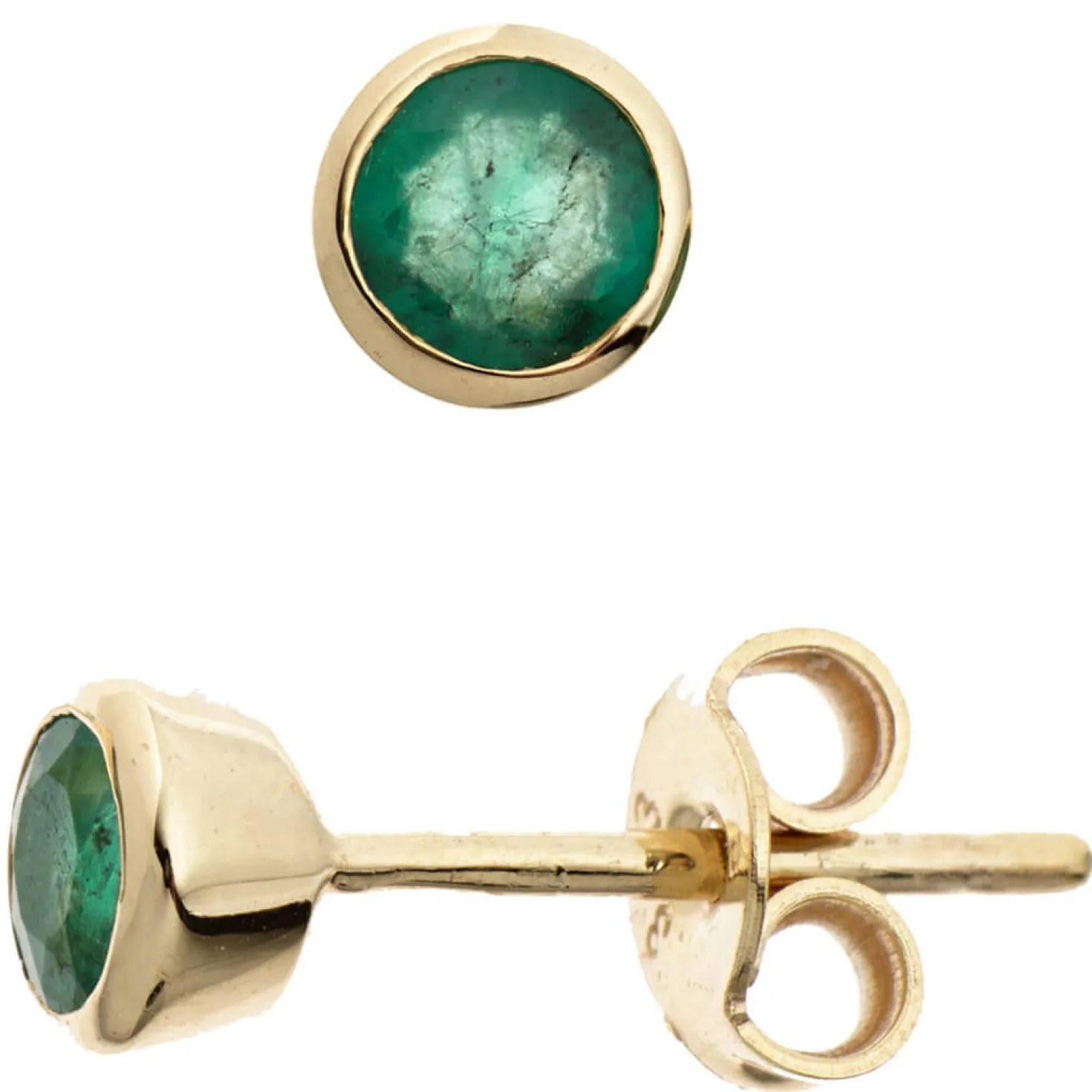 Ohrringe Ohrstecker Stecker mit Smaragd grün 333 Gold Gelbgold schlicht