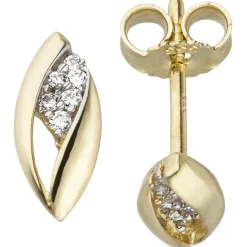 Ohrringe Ohrstecker Zirkonia spitzoval 333 Gelbgold Gold Ohrschmuck