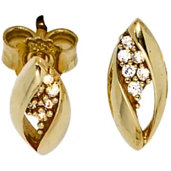 Ohrringe Ohrstecker Zirkonia spitzoval 333 Gelbgold Gold Ohrschmuck