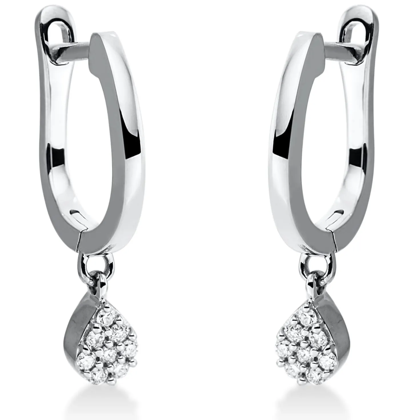 Ohrschmuck aus 750 Gold Weißgold 16 Diamanten 0,08ct TW-SI 20,2x10,7mm