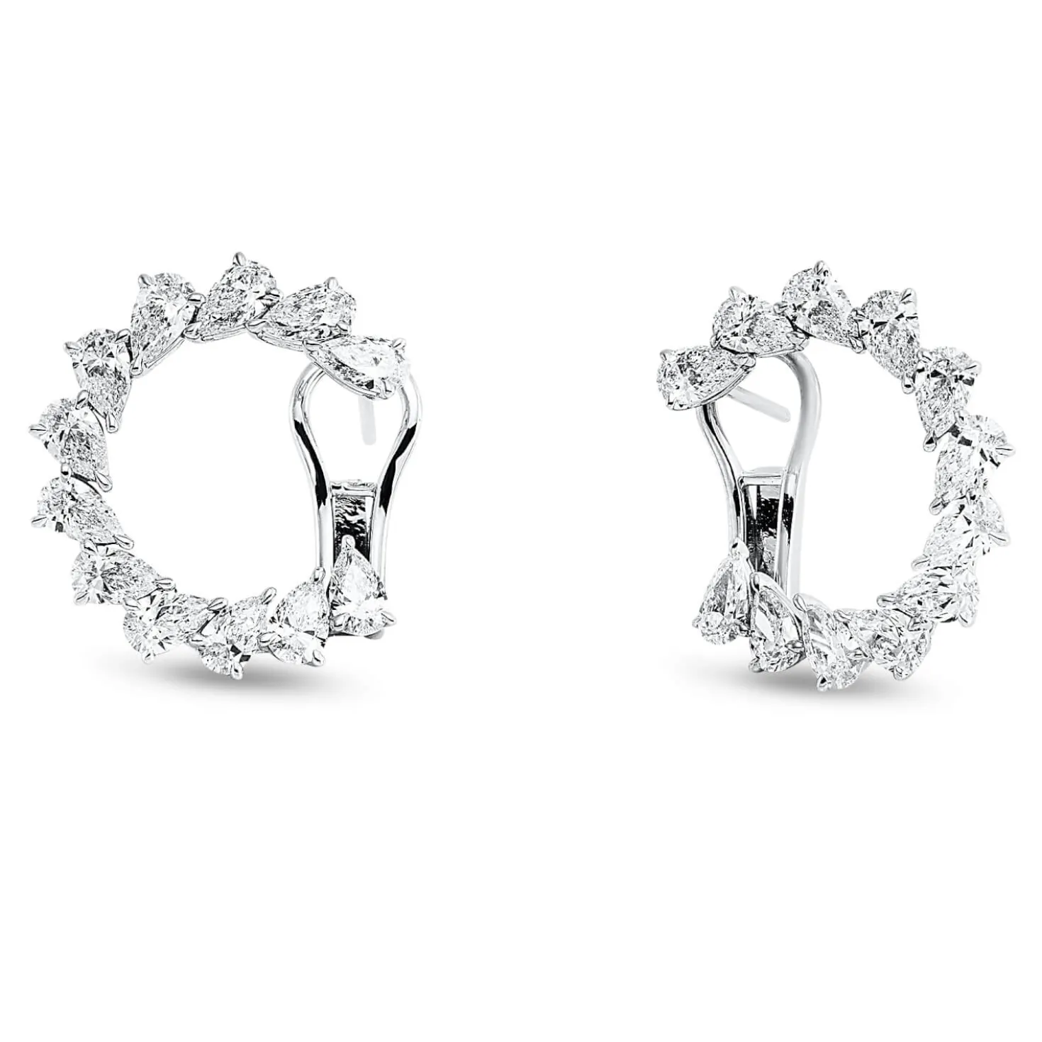 Ohrschmuck aus 750 Weißgold 24 Diamanten Tropfen-Schliff 4,64ct F-VVS 23x22,7mm
