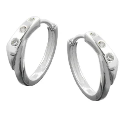 Ohrschmuck Creole Creolen 17x4mm Ohrringe für Damen Zirkonia & 925 Echt Silber