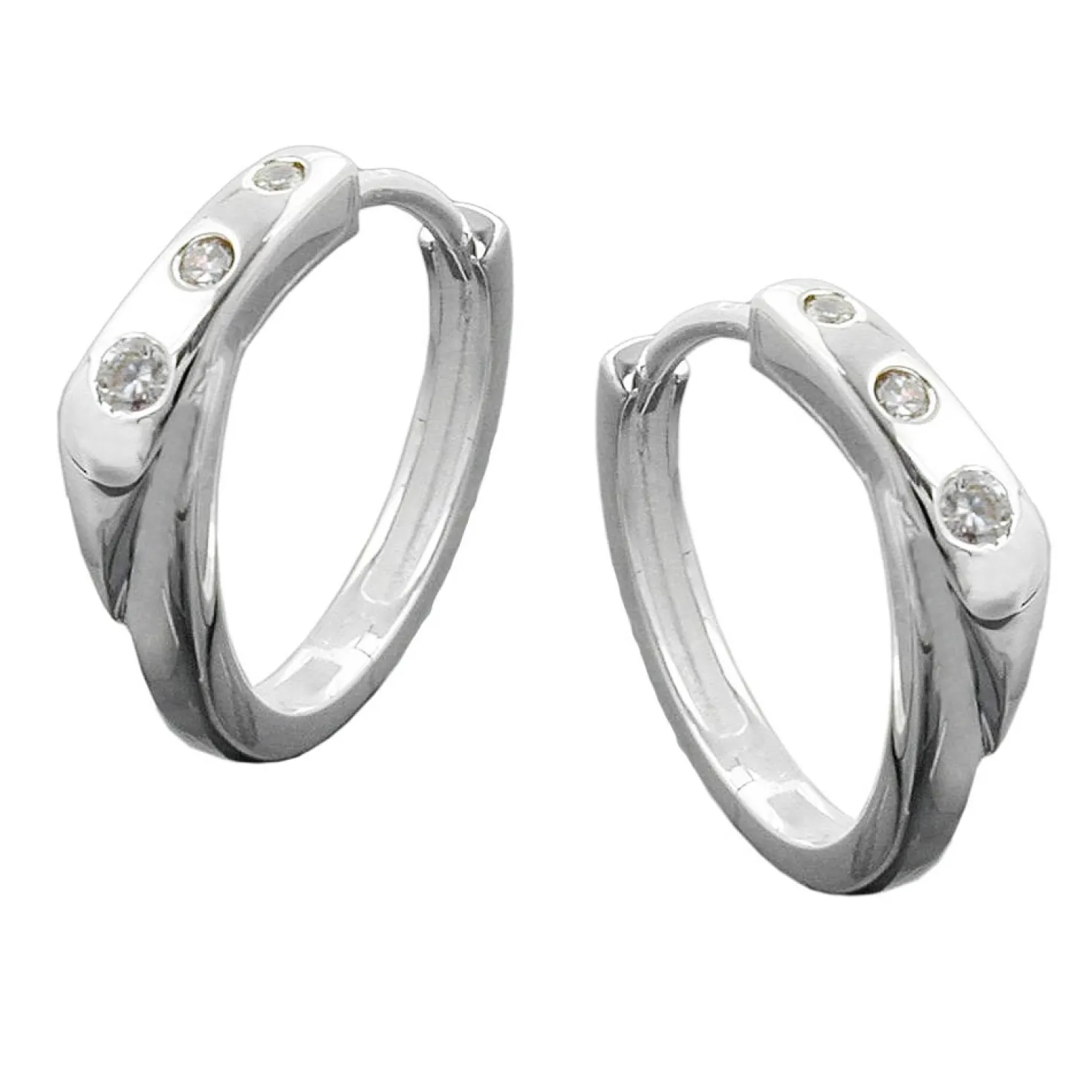 Ohrschmuck Creole Creolen 17x4mm Ohrringe für Damen Zirkonia & 925 Echt Silber