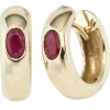 Ohrschmuck Creolen 5mm Klappcreolen Rubine & 585 Gold Gelbgold Damen