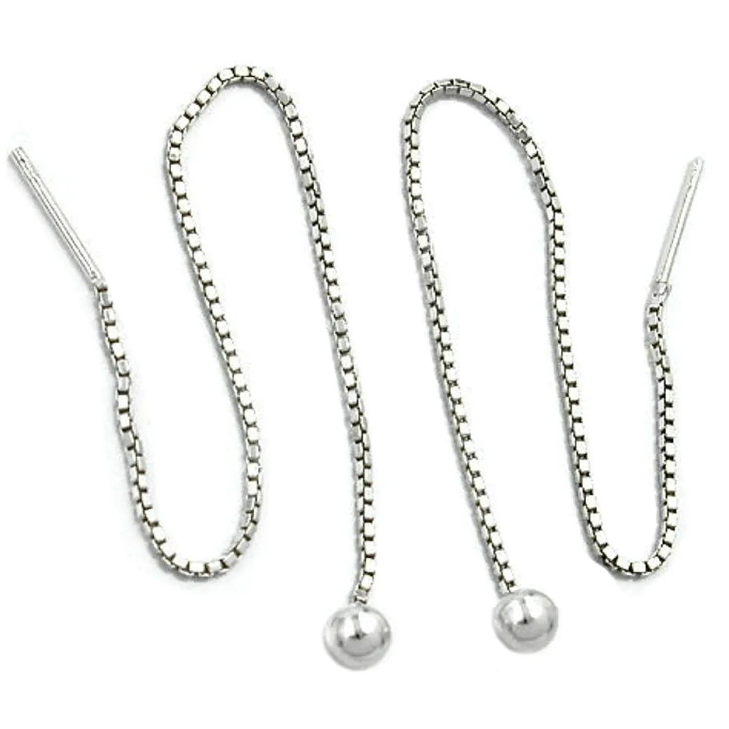 Ohrschmuck Durchzieher Hänger Kette und Kugel 925 Silber Damen