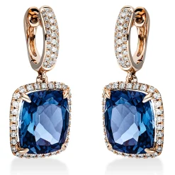 Ohrschmuck Ohrhänger aus 750 Rotgold 2 Topase 10,1ct London Blue mit Brillanten