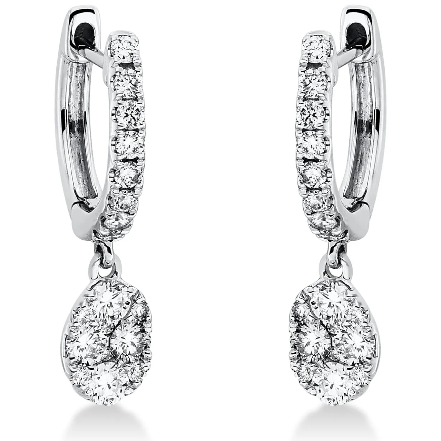 Ohrschmuck Ohrhänger aus 750 Weißgold 36 Diamanten 0,6ct TW-SI 19,2x4,5mm
