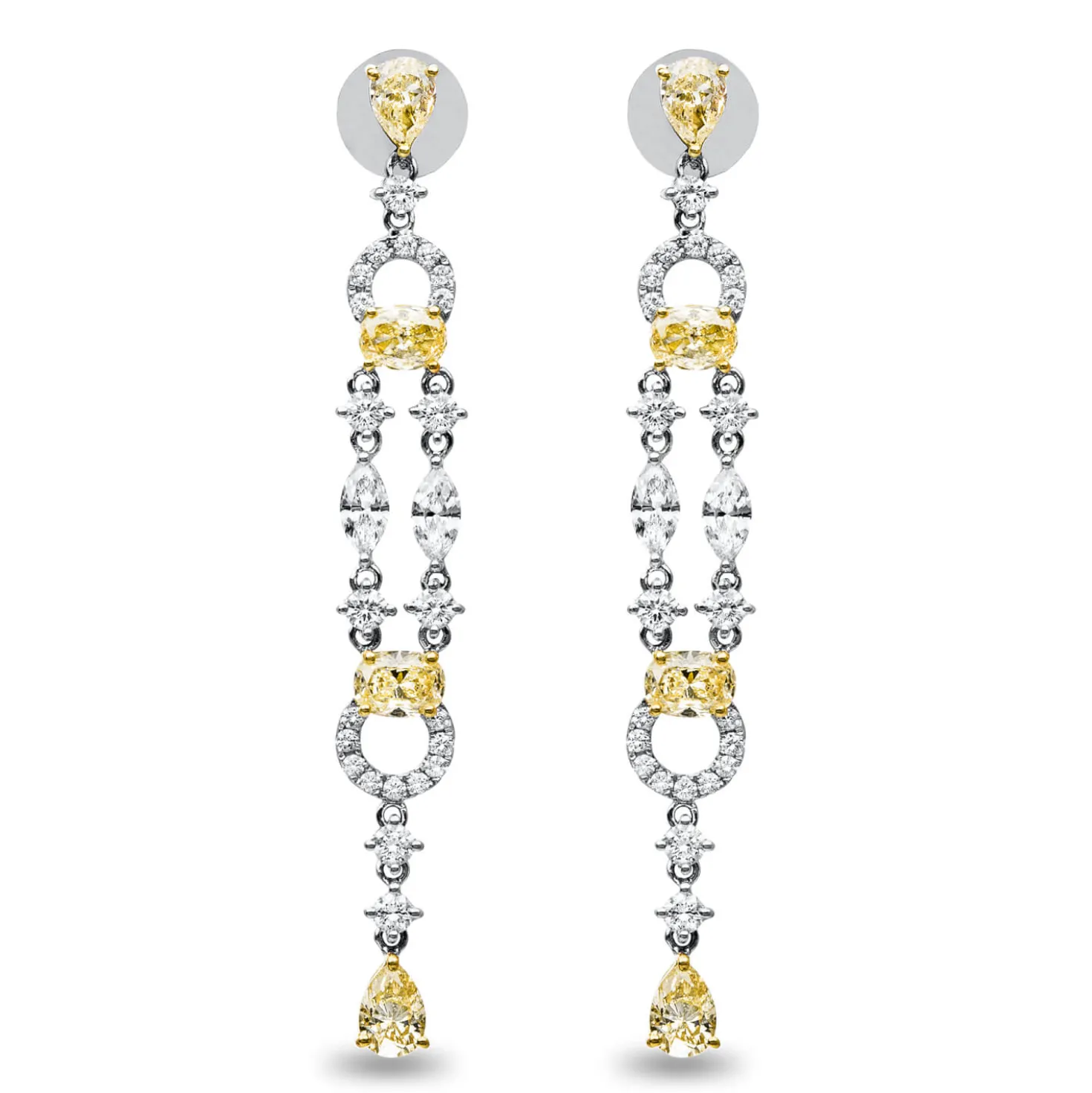 Ohrschmuck Ohrhänger 750 Gold gelb/weiß 58 Diamanten 5,06ct TW-VSI/SI 60,8x7,2mm