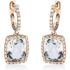 Ohrschmuck Ohrhänger 750 Rotgold 2 Amethyste 6ct grün 64 Brillanten 0,26ct TW-SI