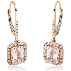 Ohrschmuck Ohrhänger 750 Rotgold 2 Morganite 2,09ct pink mit Brillanten 26,8x8,7mm