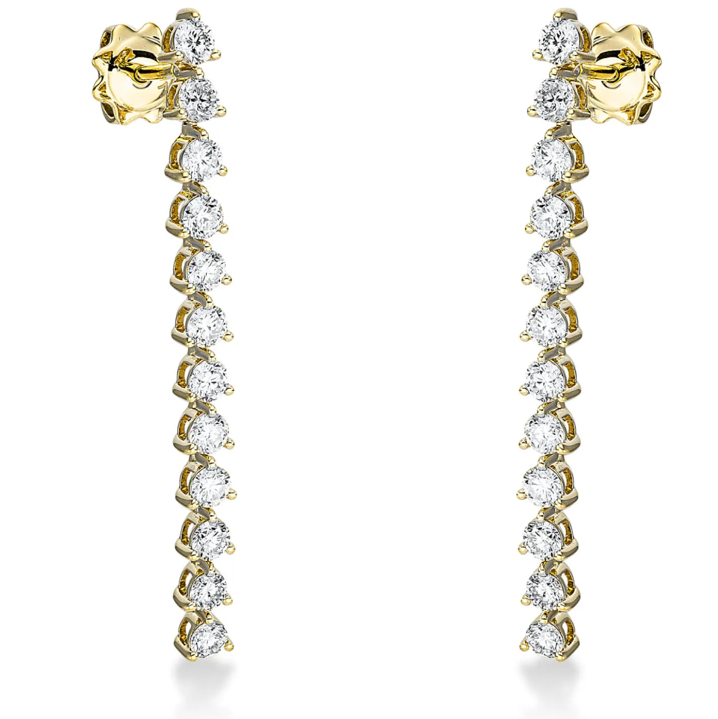 Ohrschmuck Ohrhänger schmal aus 750 Gelbgold 24 Brillanten 1,91ct TW-SI 40x3,4mm