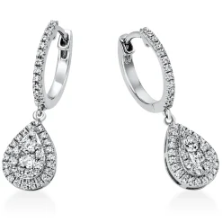 Ohrschmuck Ohrhänger Tropfen aus 950 Platin 86 Diamanten 0,49ct TW-SI 22,5x11,7mm