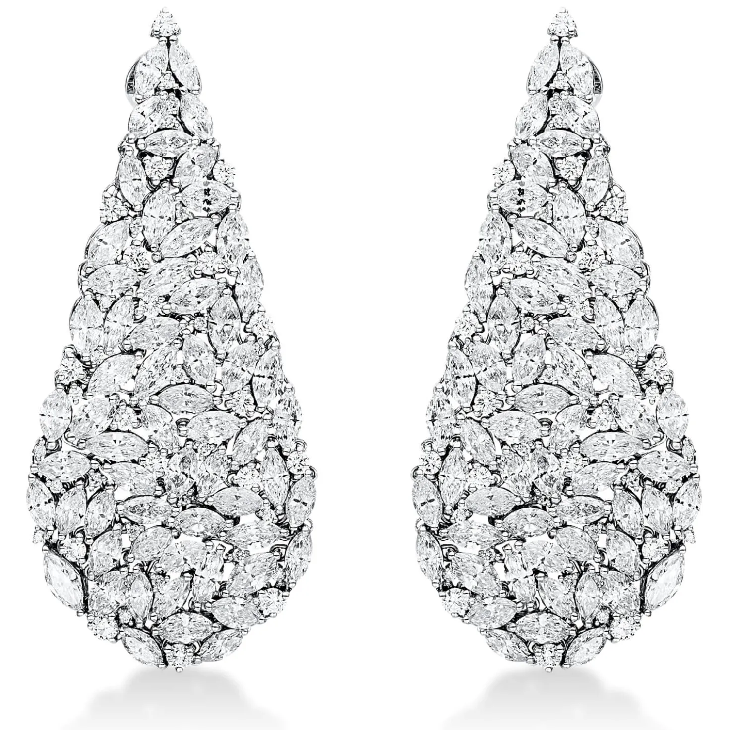 Ohrschmuck Ohrhänger Tropfen 750 Weißgold 203 Diamanten 12,4ct TW-SI 50x21,7mm