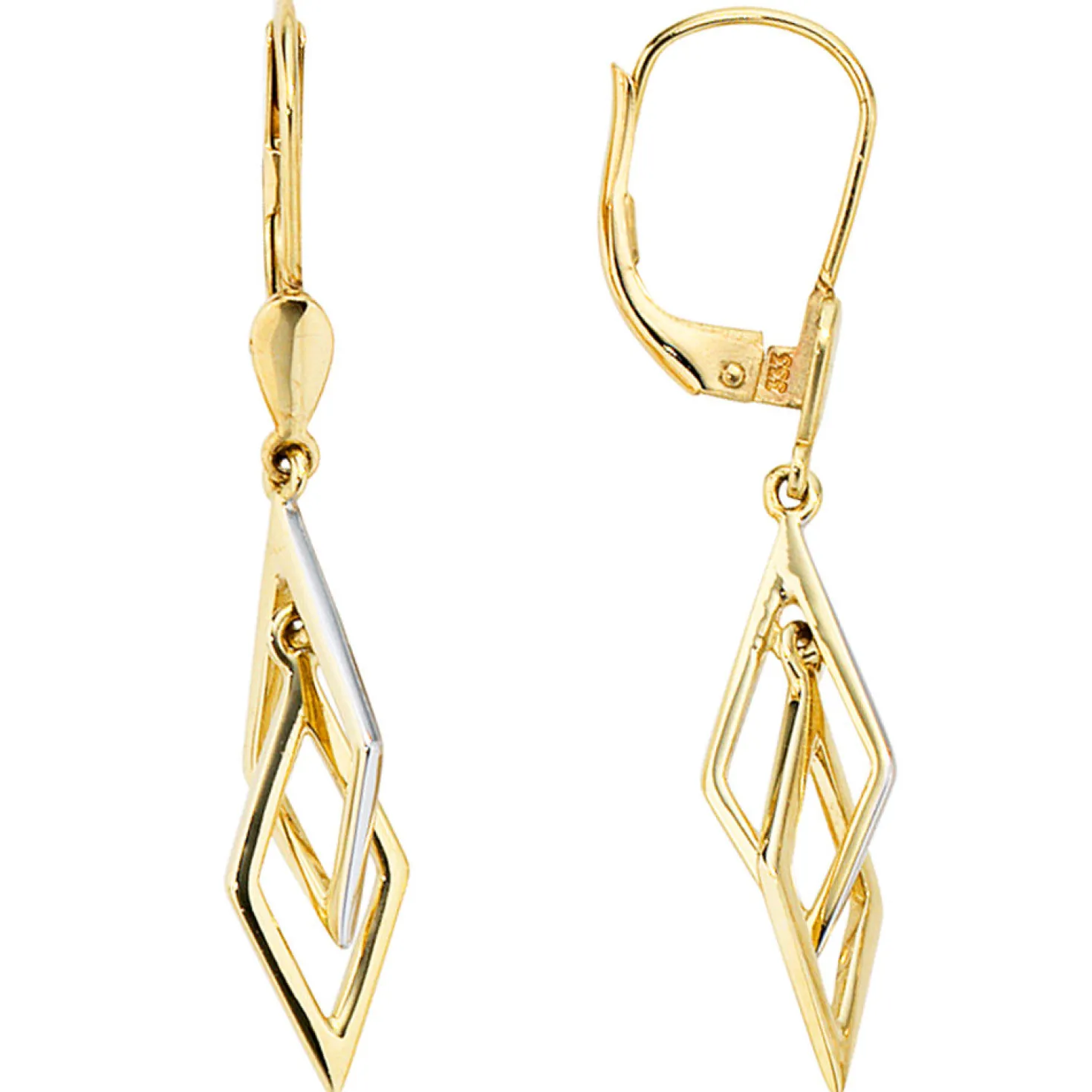 Ohrschmuck Ohrhänger 6,4x36mm Boutons 333 Gold Gelbgold rhodiniert Damen