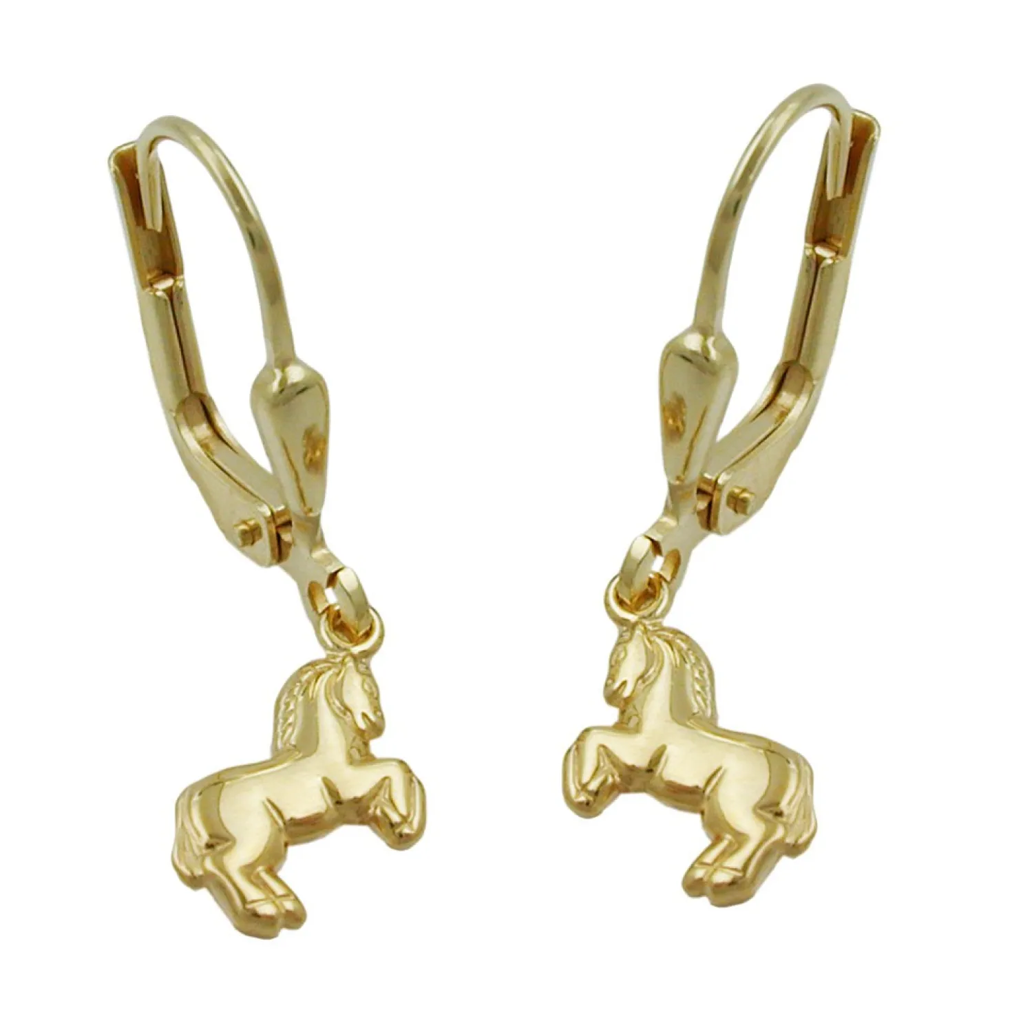 Ohrschmuck Ohrhänger 25x7mm Ohrringe Brisur Pferd 375 Gelbgold Kinderschmuck