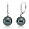 Ohrschmuck Ohrringe aus 750 Weißgold 2 Tahiti-Perlen 10mm dunkel mit Brillanten