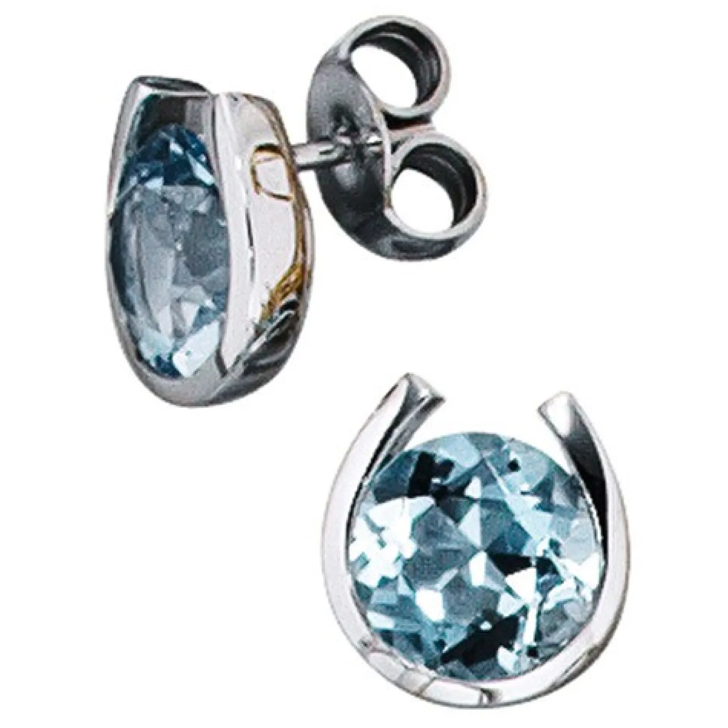 Ohrschmuck Ohrstecker aus 585 Weißgold, mit Blautopas Topas hellblau