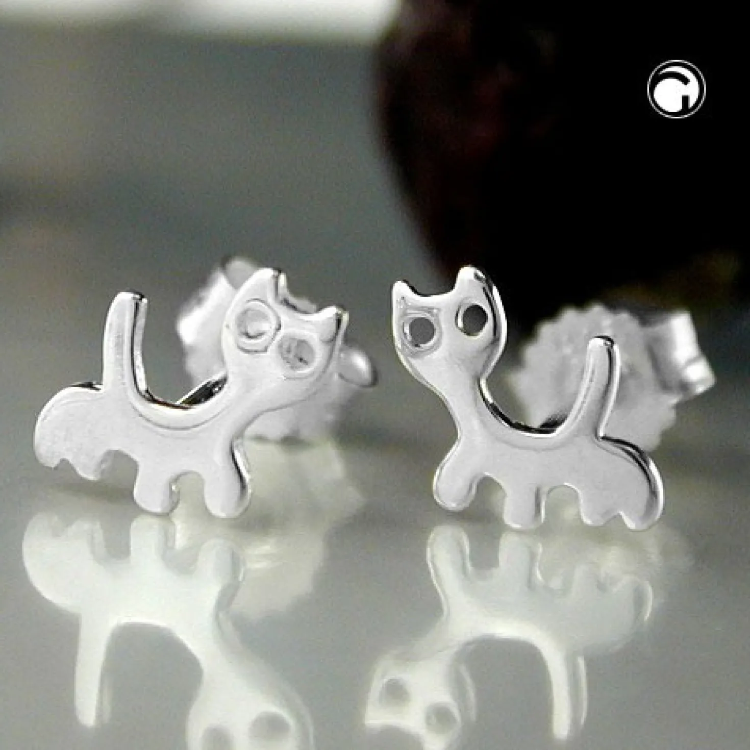 Ohrschmuck Stecker Ohrstecker, Katzen Kätzchen, 925 Silber, für Kinder