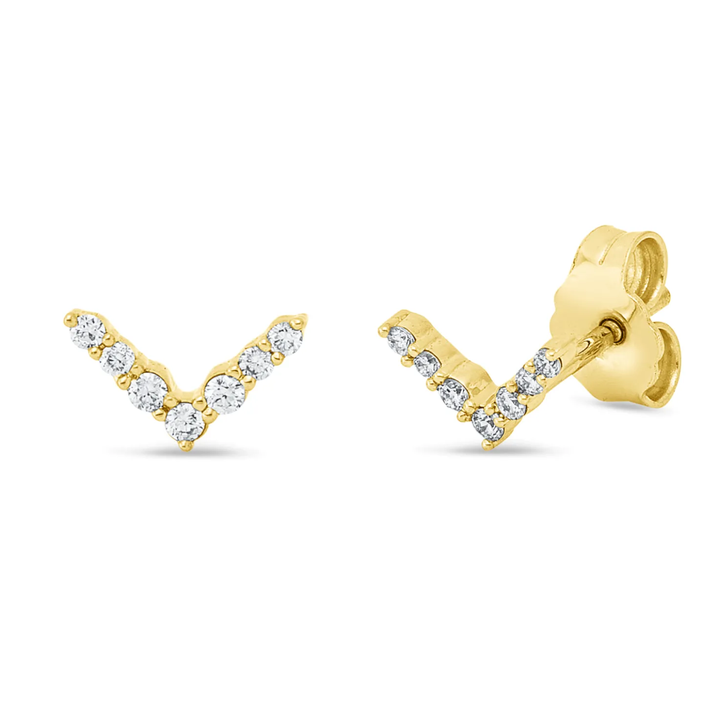 Ohrstecker aus 750 Gelbgold 14 Brillanten 0,11ct TW-SI 4,5x7,9mm Fassung rhodiniert