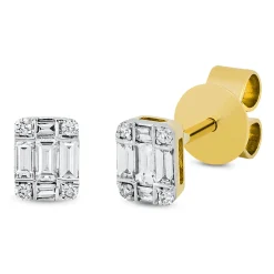 Ohrstecker aus 750 Gelbgold 18 Diamanten 0,28ct TW-SI 5,5x4,1mm Fassung rhodiniert