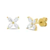 Ohrstecker aus 585 Gelbgold 8 Diamanten Navette-Schliff 0,7ct W-SI 17,2x17,2mm