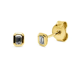 Ohrstecker aus 750 Gelbgold 2 Diamanten Smaragd-Schliff 0,18ct TW-SI 4,3x3,5mm