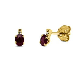 Ohrstecker aus 750 Gelbgold 2 Rubine 0,38ct rot 2 Diamanten 0,01ct TW-SI 6,2x3,3mm