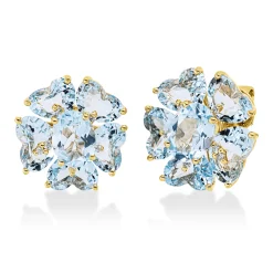 Ohrstecker aus 750 Gelbgold 12 Topase 13,9ct skyblue 12 Brillanten 0,09ct TW-SI